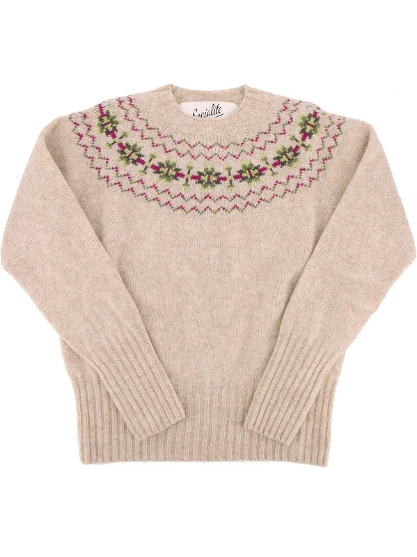 Fairisle 40s Style Scottish Wool Jumper Rosalie Beige