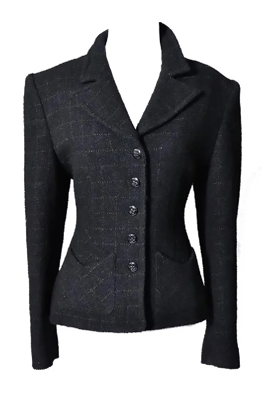 Sonia Rykiel Paris Vintage Windowpane Plaid Wool Blend Blazer Jacket Snapped Jacket Toggled Jacket Drawstring Jacket Sonia Rykiel Paris Vintage Windowpane Plaid Wool Blend Blazer Jacket Snapped Jacket Toggled Jacket Drawstring Jacket