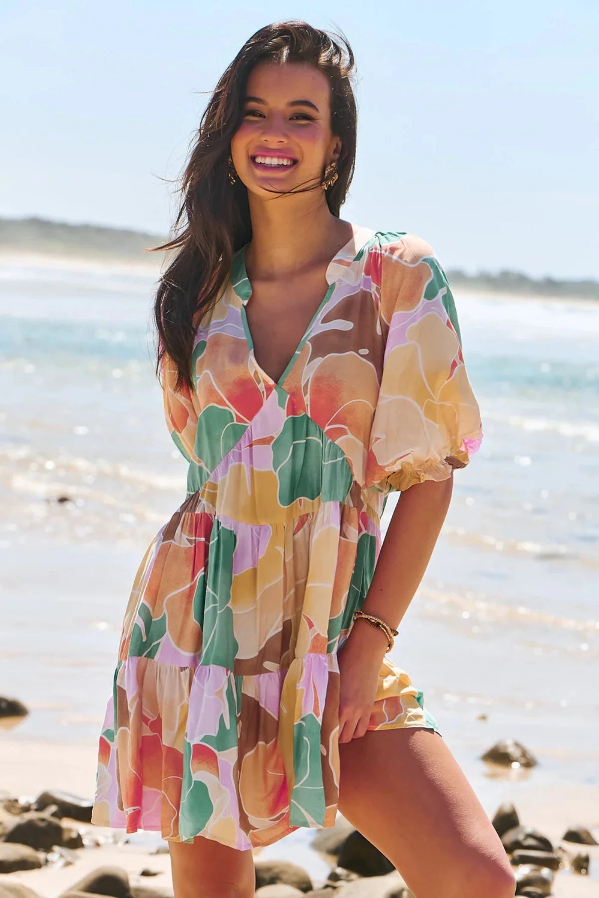 Tallulah Print Petal Mini Dress Cozy Satin Mini Dress
