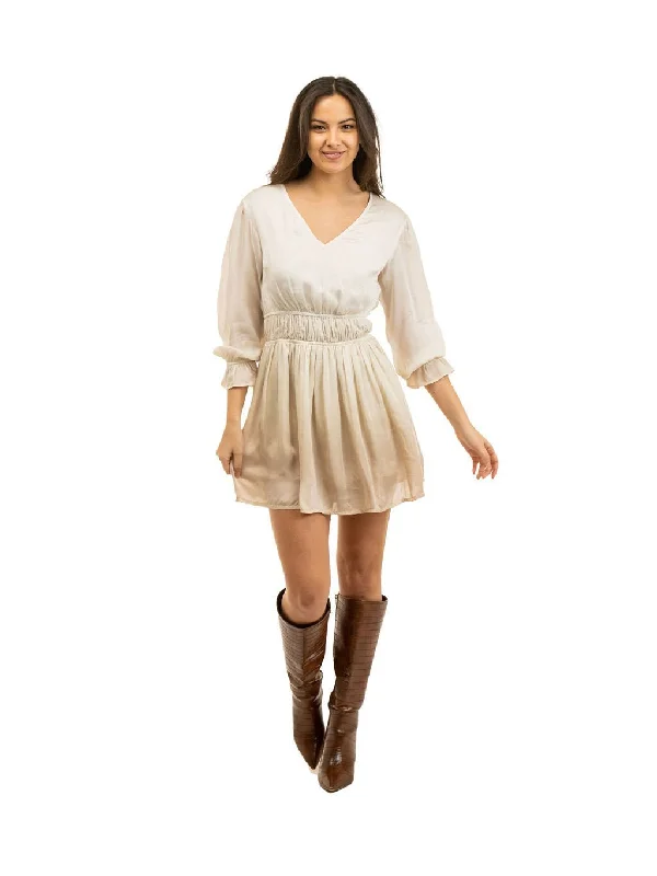 The Marie Mini Dress | Beige Ombre Classic White Mini Dress