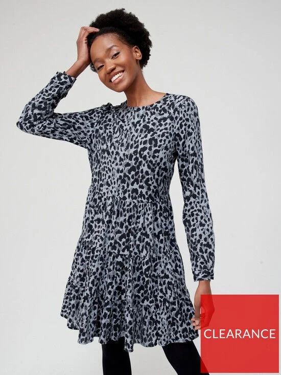 Tiered Mini Dress  Animal Print UK Size 12  **** V240 Trendy Lace Mini Dress