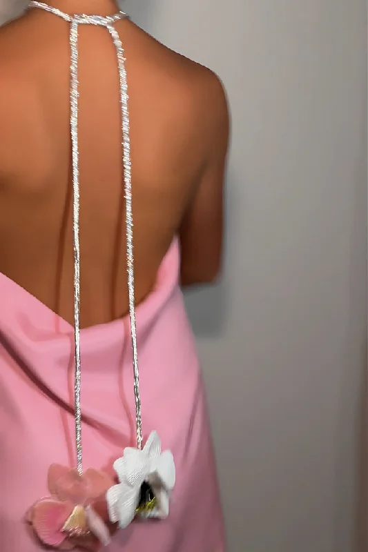 TIFFANY MINI DRESS - PINK SILK Cozy Long Sleeve Mini Dress