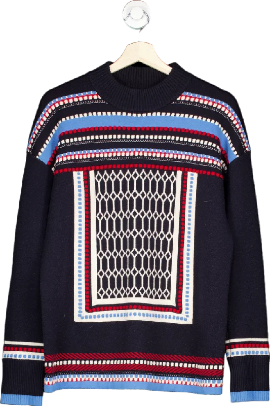 Tory Burch Black & Multi-Stripe Knit Jumper Size M