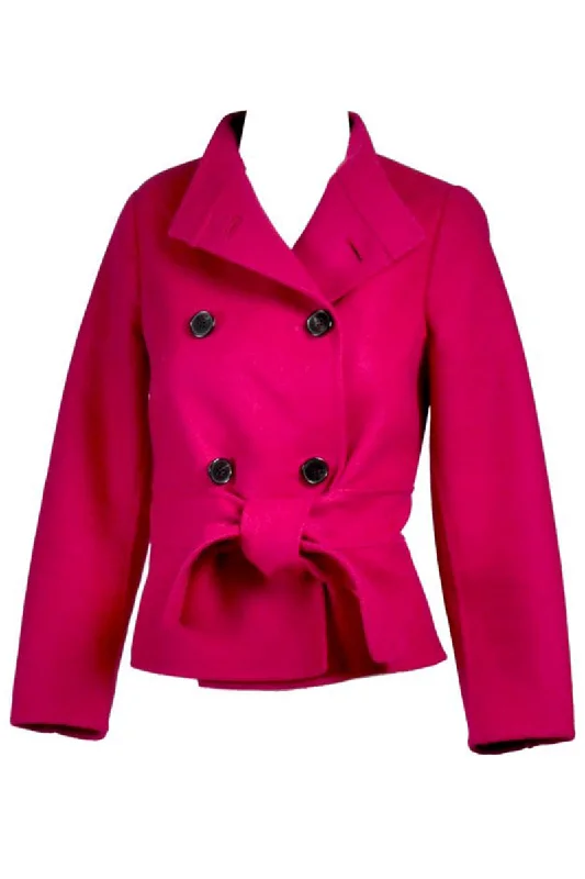 Valentino L'Amour Double Breasted Jacket Raspberry Red Size 4 Satin Fabric Silk Fabric Chiffon Fabric Valentino L'Amour Double Breasted Jacket Raspberry Red Size 4 Satin Fabric Silk Fabric Chiffon Fabric