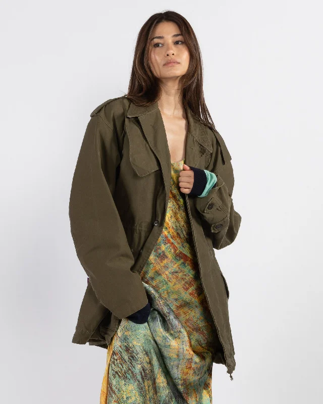 Vintage Military Jacket Tiered Jacket Buttoned Jacket Zippered Jacket