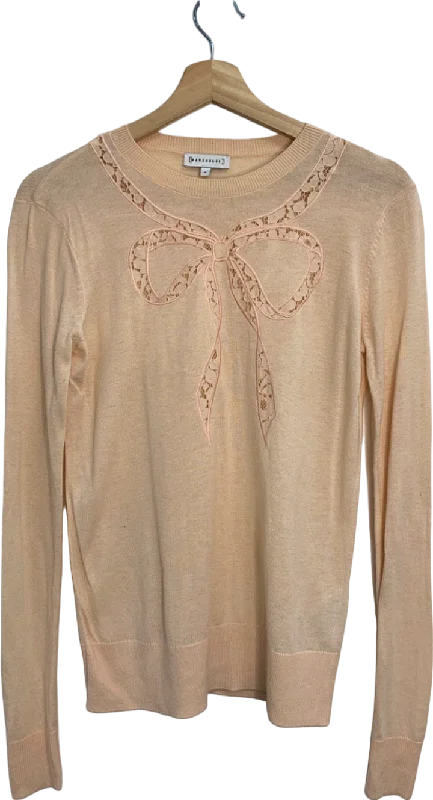 Warehouse Beige Lace Bow Detail Jumper UK 8