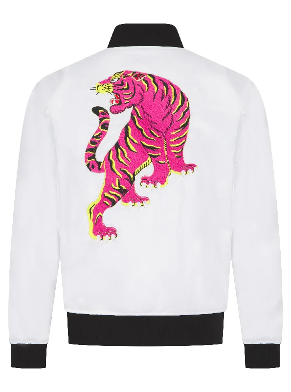 Soot and Ty Hot White Lumiere Reversible Tiger Sukajan Bomber Jacket Tailored Jacket Straight Jacket A-Line Jacket Soot and Ty Hot White Lumiere Reversible Tiger Sukajan Bomber Jacket Tailored Jacket Straight Jacket A-Line Jacket