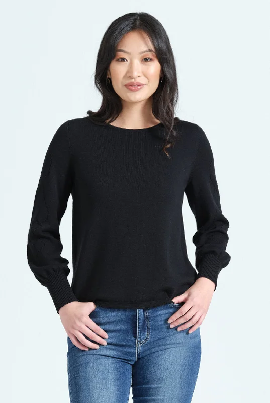 Womens Lace Sleeve Jumper - Black