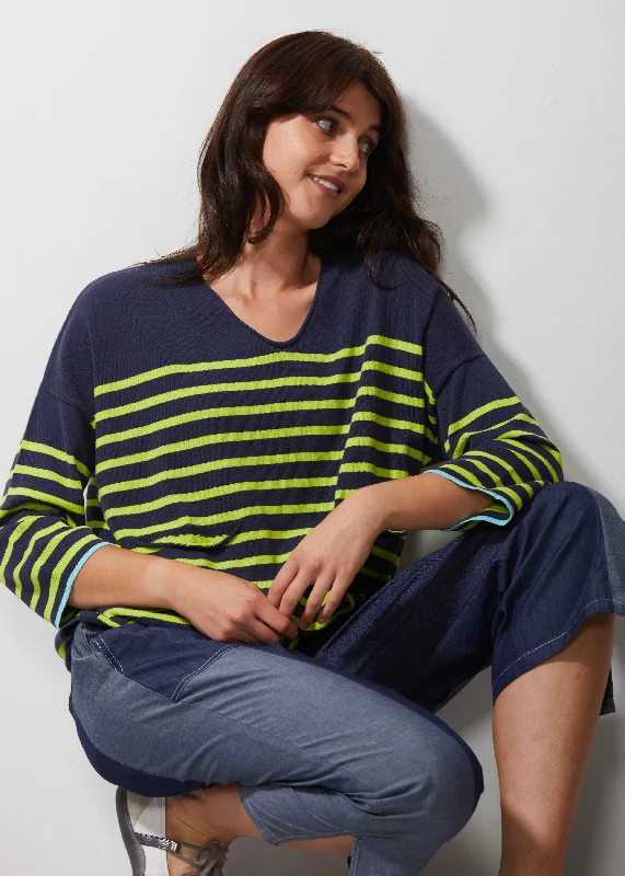 Zaket & Plover - Breton Stripe V Jumper - Sailor