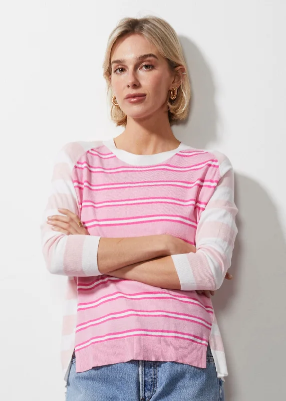 Zaket & Plover - Multi Stripe Jumper - White Pink