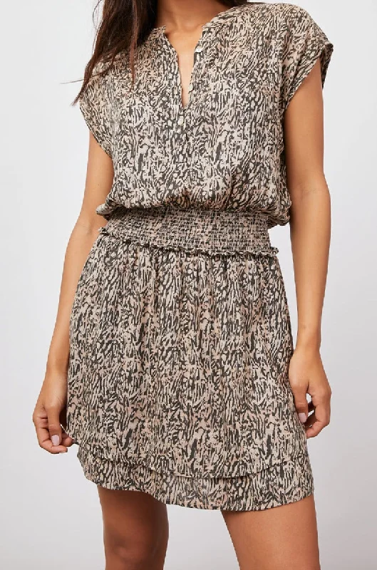ANGELINA DRESS - TAN ABSTRACT TEXTURE