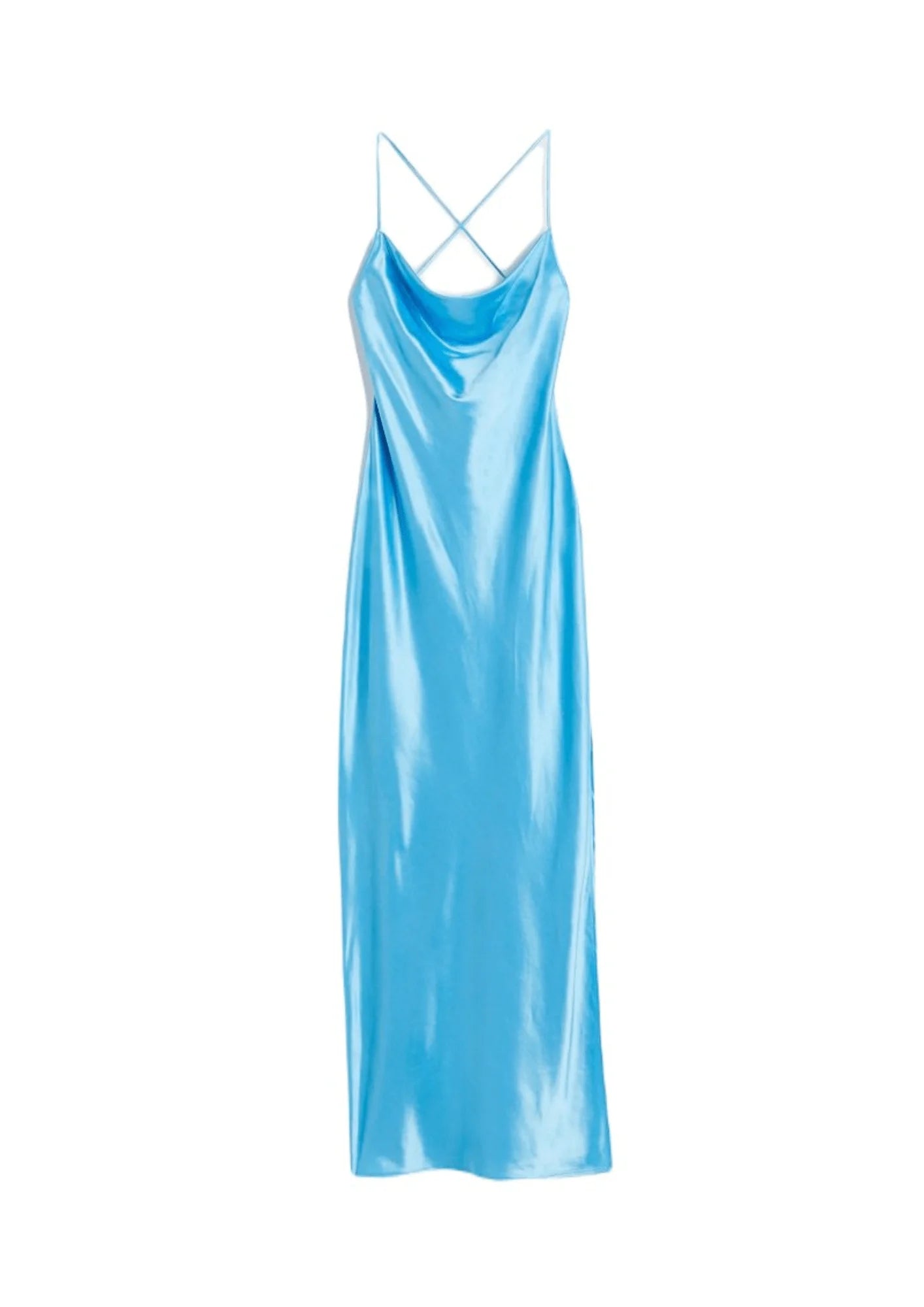 BLUE SATIN DRESS