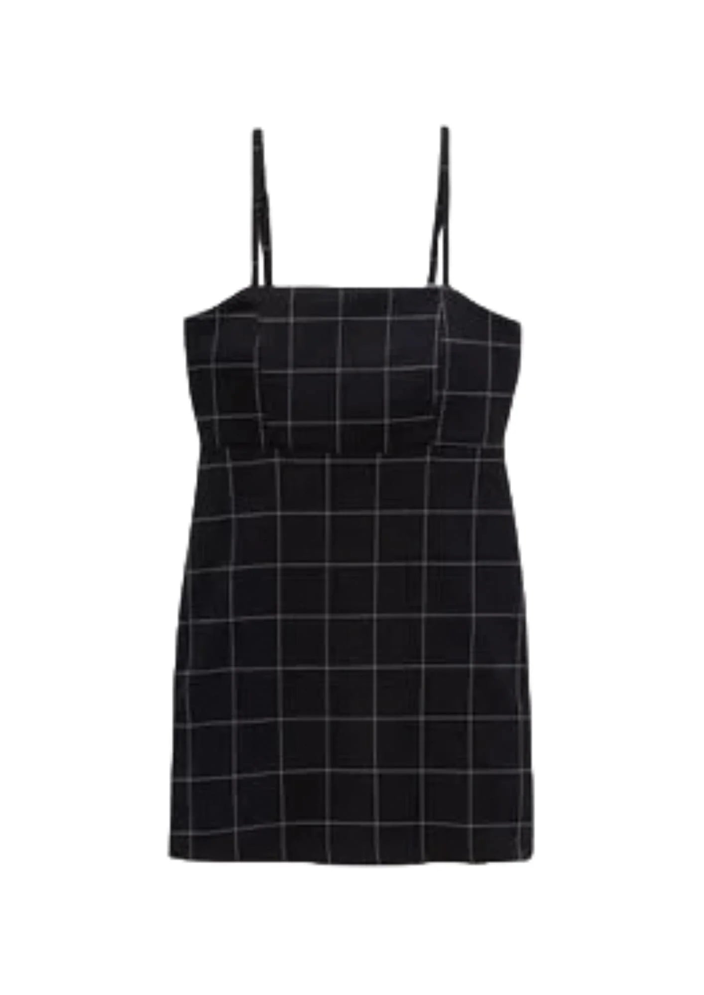 NAVY CHECK SPAGHETTI STRAPS DRESS