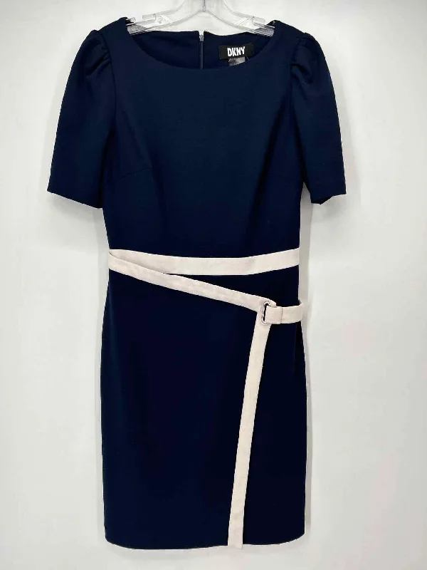 DKNY Size 6 Navy & White Dress