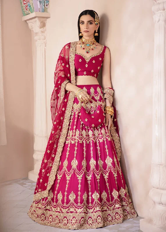 Shocking Pink Lehenga Choli Dupatta Dress for Bride