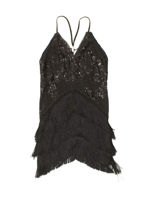 QUIZ Womens Charleston Dress UK 14 Medium Black Polyester