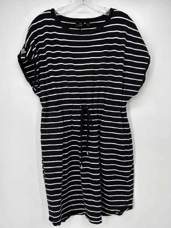 Rafaella Size L Black & White Striped Dress