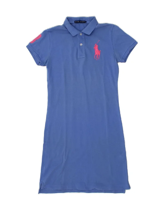 RALPH LAUREN Womens Polo Dress UK 10 Small Blue Cotton