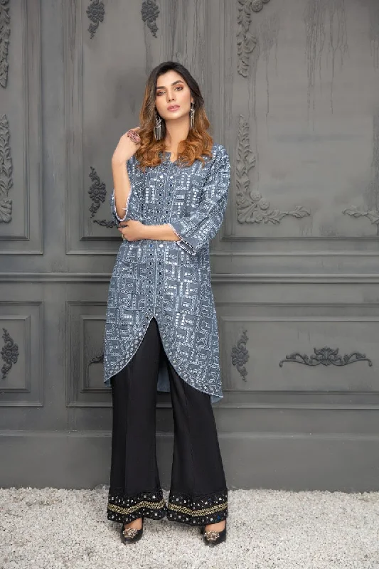Ready to Wear 2 Pcs Mirror Work Dress by Zaiwa 17