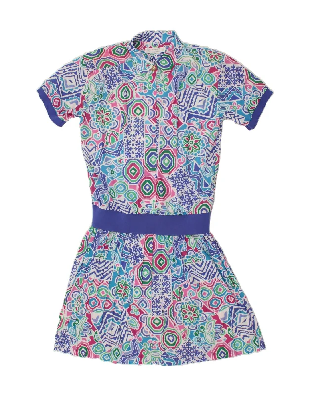 ST MICHAEL Womens Abstract Pattern Drop Waist Dress EU 42 Large Blue