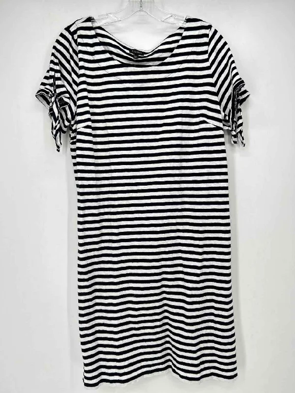 Talbots Size L Black Stripe Dress