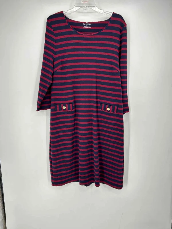 Talbots Size XL Navy & Red Striped Dress