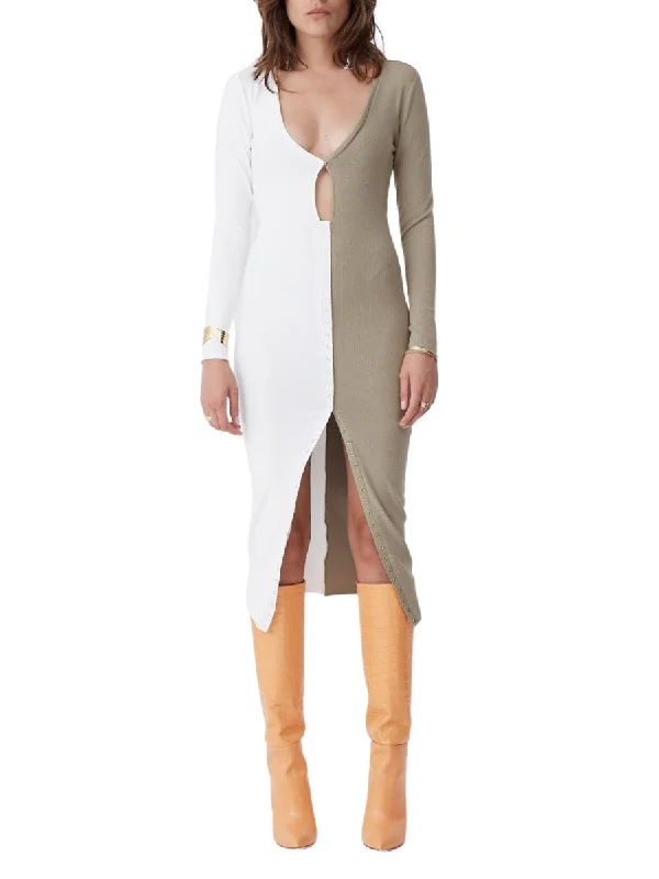 The Saturn Dress Shale Green/White
