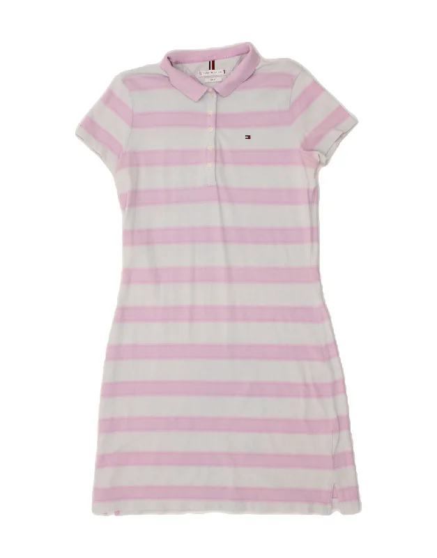 TOMMY HILFIGER Womens Slim Fit Polo Dress UK 18 XL Pink Striped