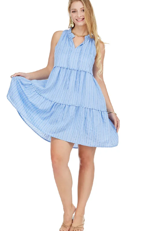 Trim Tiered Halter Dress