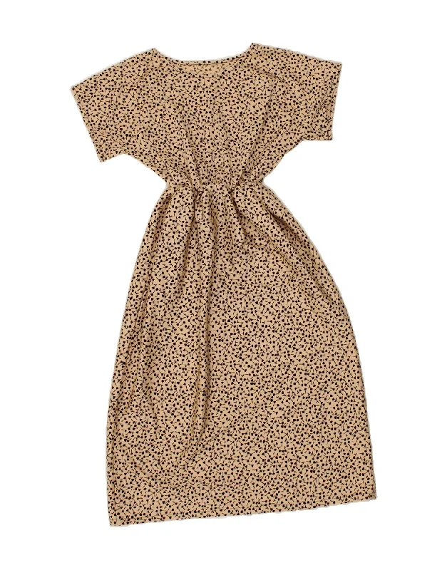 VINTAGE Womens Abstract Pattern A-Line Dress UK 8 Small Beige