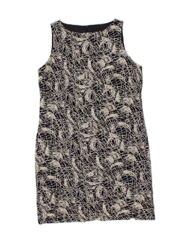 VINTAGE Womens Abstract Pattern Sheath Dress UK 14 Medium Navy Blue