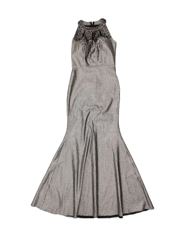 VINTAGE Womens Halter Mermaid Dress IT 40 Small Silver