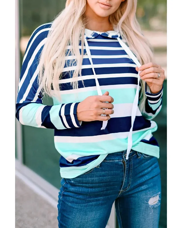 Azura Exchange Striped Drawstring Hoodie - M