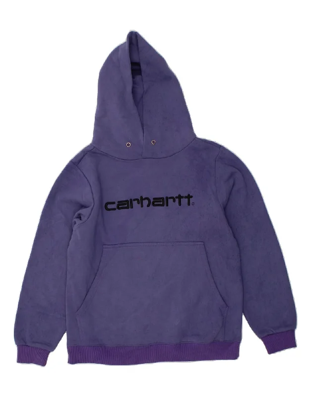 CARHARTT Womens Graphic Hoodie Jumper UK 14 Medium Purple Polyester