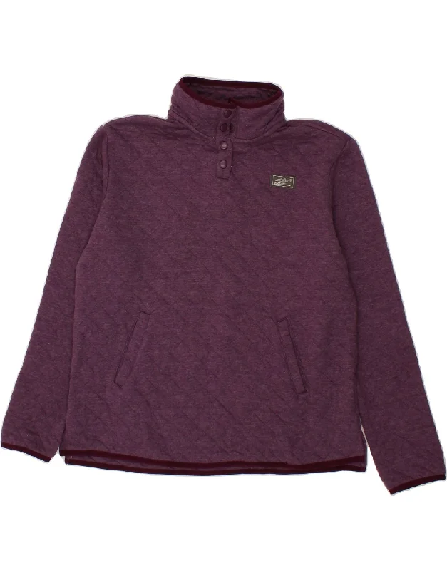 EDDIE BAUER Womens Button Neck Sweatshirt Jumper UK 14 Medium Purple