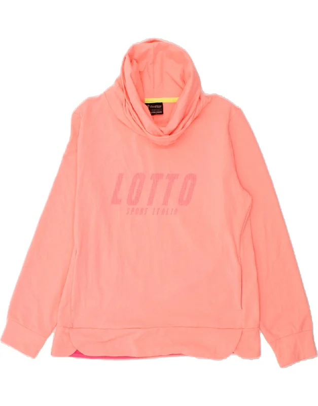 LOTTO Womens Italia Graphic Roll Neck Sweatshirt Jumper UK 18 XL Pink