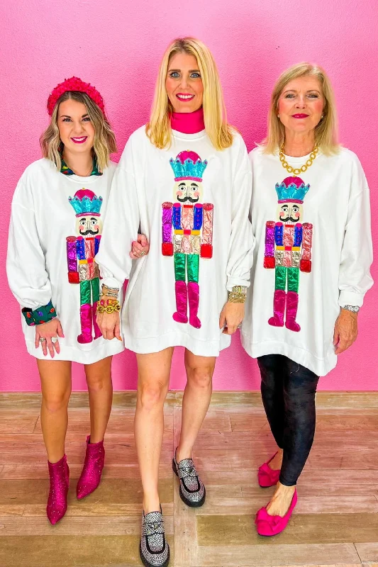 Multi Nutcracker Sweatshirt Dress - White