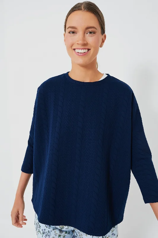 Navy Cable Ally Swing Sweatshirt