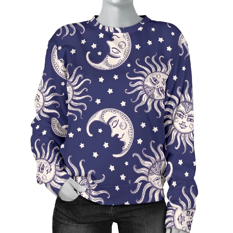 Sun Moon Celestial Pattern Print Women's Sweatshirt