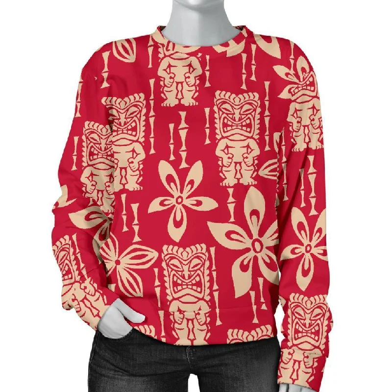 Tiki Hawaiian Pattern Print Women's Sweatshirt