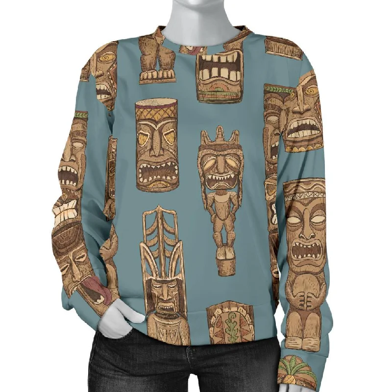 Tiki Print Pattern Women's Sweatshirt