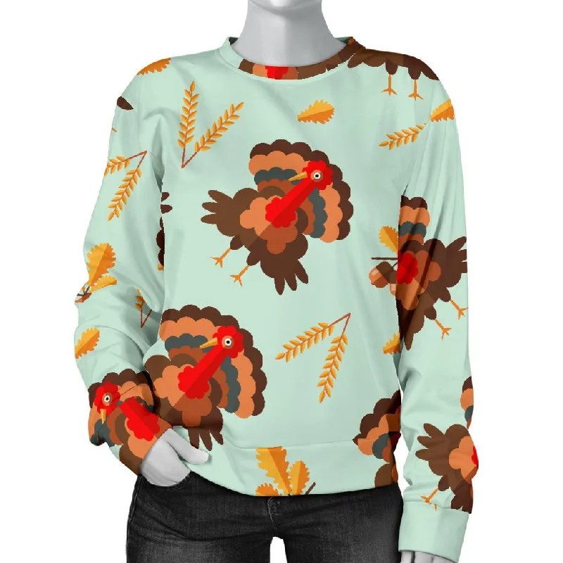 Turkey Thankgiving Print Pattern Women's Sweatshirt