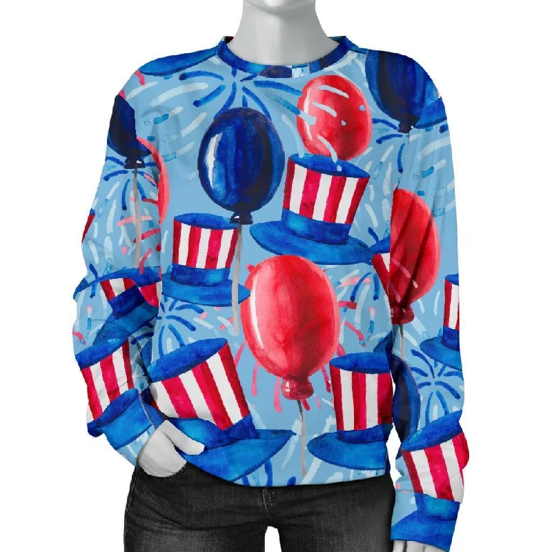 Uncle Sam Balloon Pattern Print Women's Sweatshirt