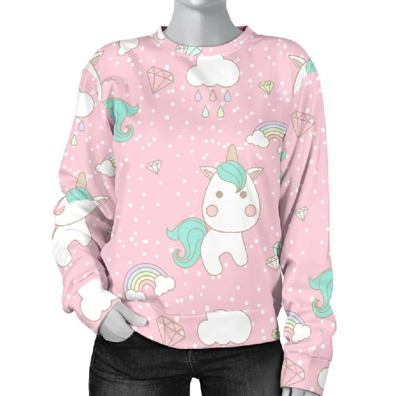 Unicorn Pink Pattern Print Women's Sweatshirt