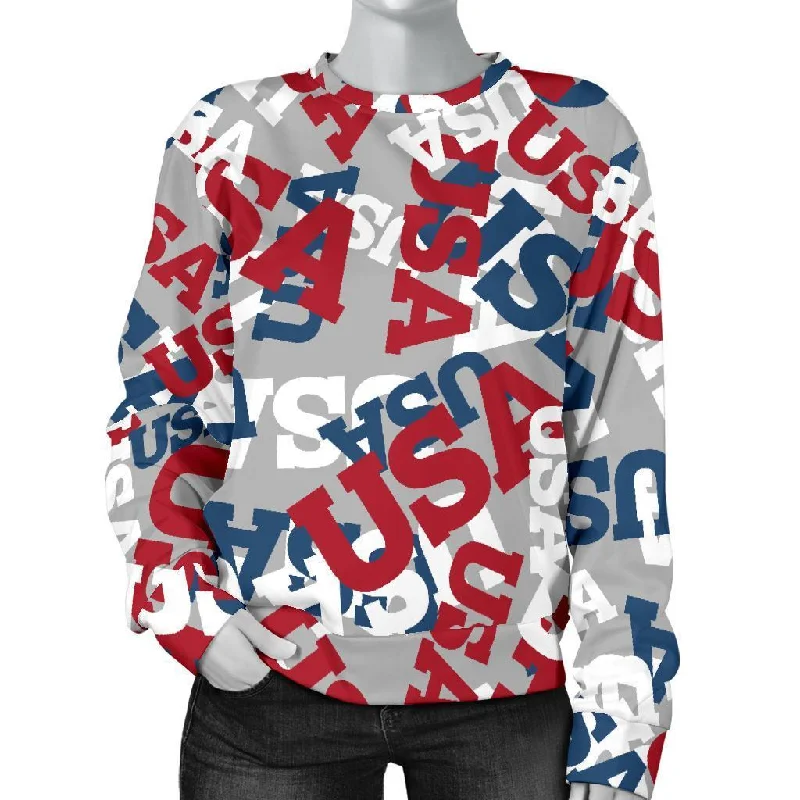 Usa Patriot Pattern Print Women's Sweatshirt