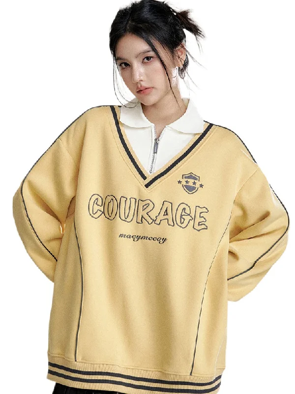 Vintage Fleece Two-in-One Contrast Sweatshirt