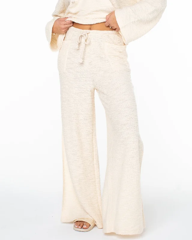 Beach Breeze Side-Slit Wide Leg Pants - Parchment