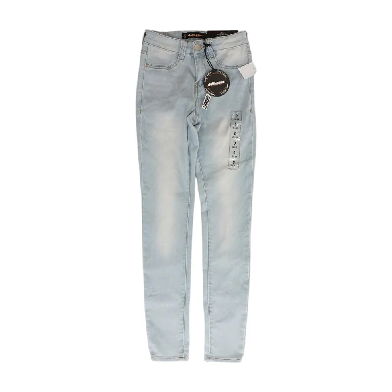 Blue Solid High Rise Skinny Leg Jeans