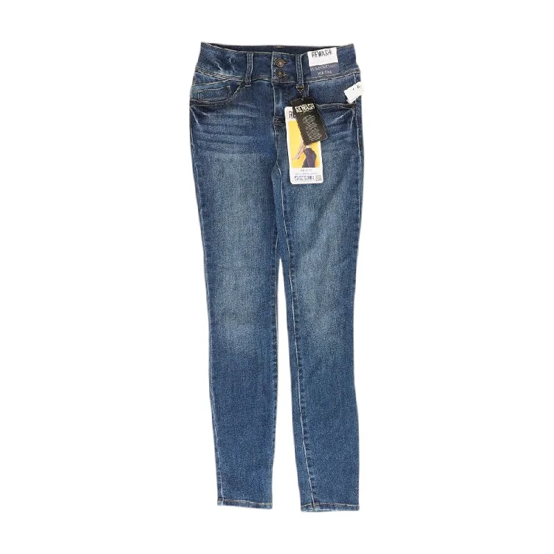 Blue Solid Mid Rise Skinny Leg Jeans