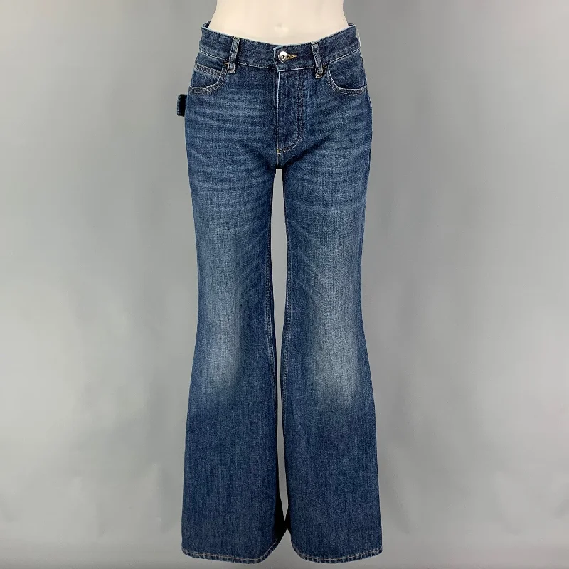 BOTTEGA VENETA Size 0 Blue Cotton Bell Bottom Jeans